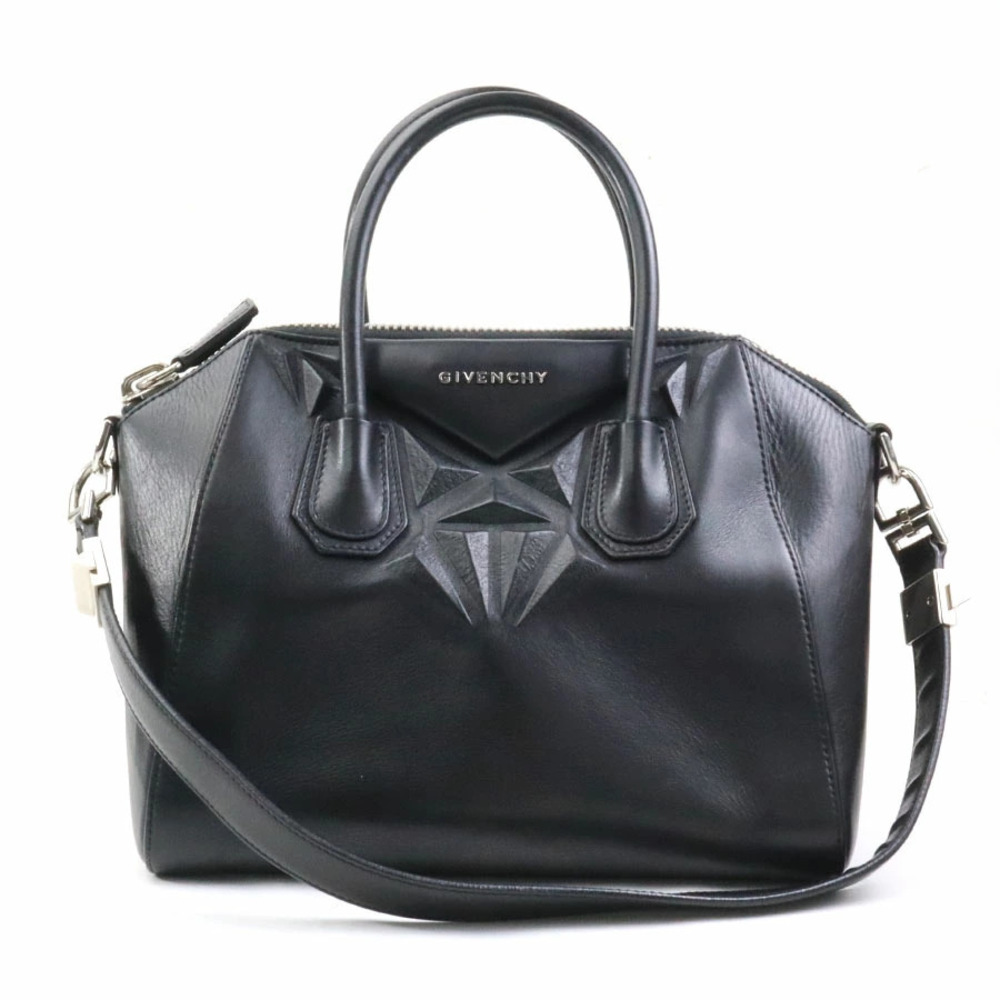 Givenchy Antigona Leather 2way Shoulder Bag Black Silver